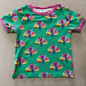 Toby Tiger Green Peacock Print Short-Sleeve Tee